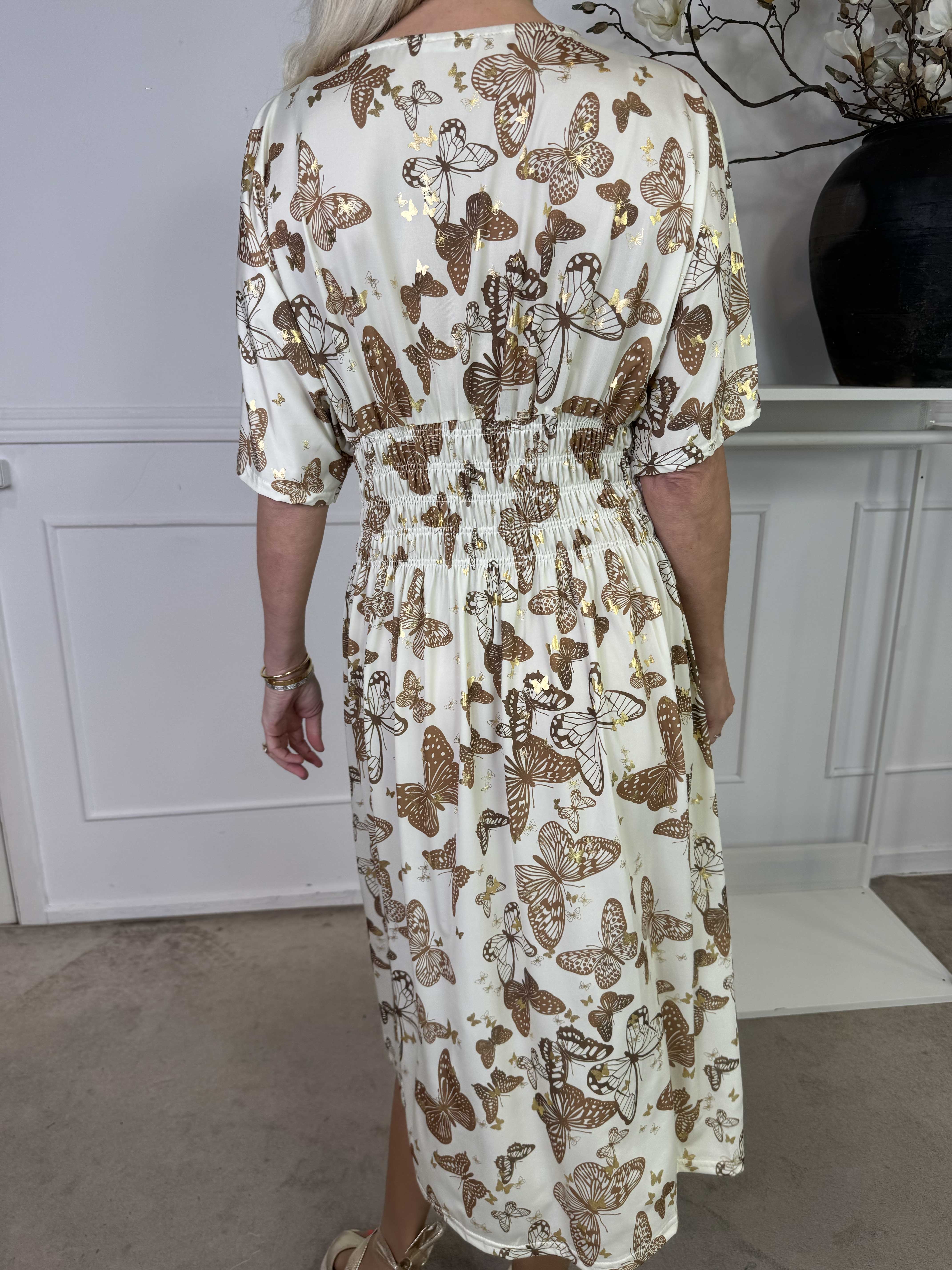 Pams Butterfly Midi S/S - Elastisk kjole med sommerfugleprint